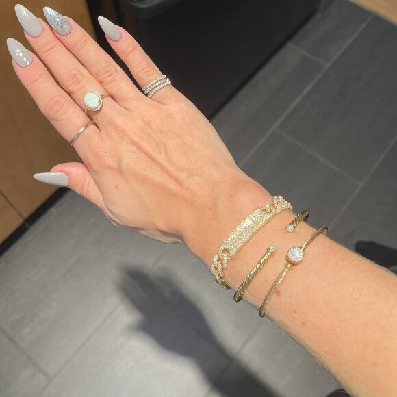 David Yurman 18k Yellow Gold Chatelaine Diamond Bangle Bracelet - Picture 6 of 7